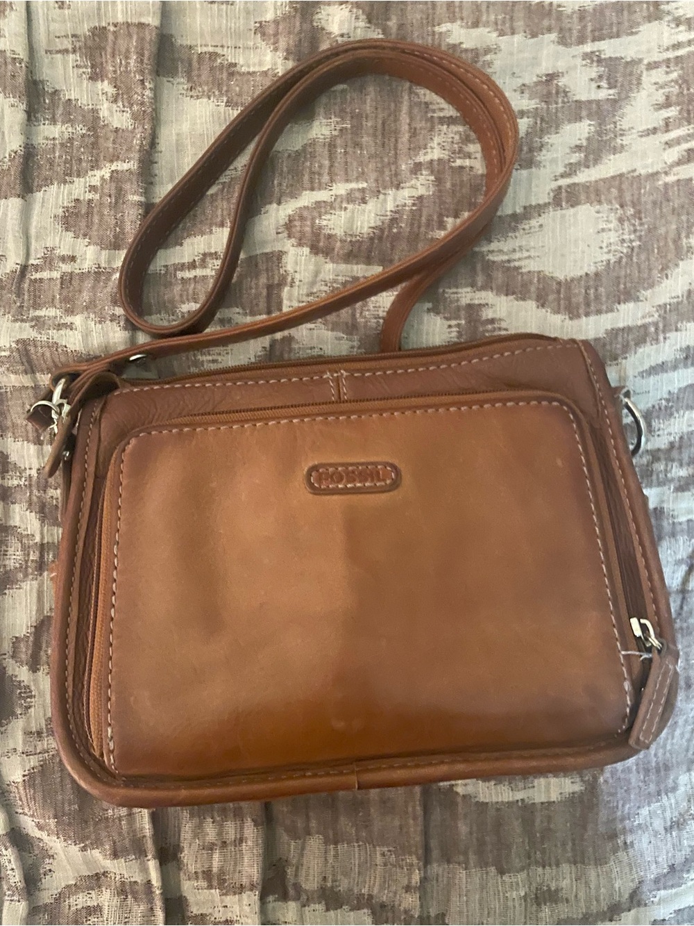 Fossil Brown Leather Crossbody Bag